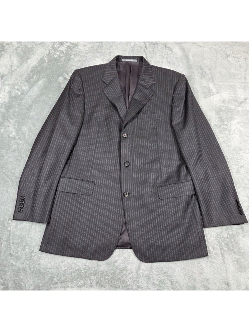 Vintage Hickey Freeman Sport Coat Mens 42R Gray Wool Pinstripe Blazer Jacket